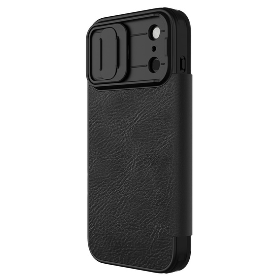 Etui z klapką NILLKIN do iPhone 17 Pro, CamShield Qin Pro, skórzane, czarne