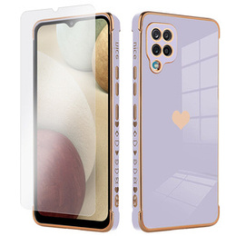 Zestaw Etui do Samsung Galaxy A12 / M12 / A12 2021, Electro heart, Fioletowe + Szkło