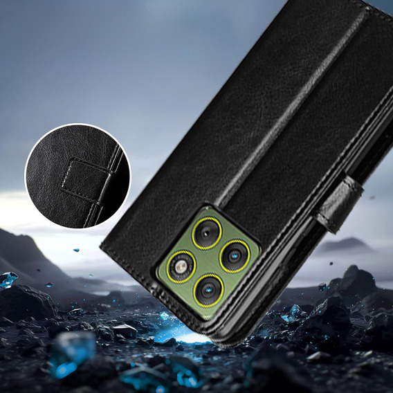 Etui z klapką do Motorola Edge 70, Crazy Horse Wallet, czarne