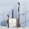 Blavec Selfie Stick Aluminium Fusion P08 Tripod + pilot + 1 Lampa 2,2 metra, czarny