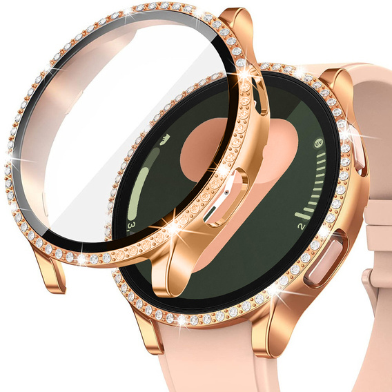 2w1 Etui + Szkło Hartowane do Samsung Galaxy Watch 7 44mm, Różowe Złoto