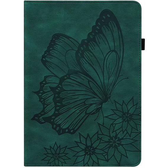 Etui do Samsung Galaxy Tab S9 FE, Wallet Pen Slot, butterflies, Zielone