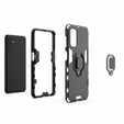 Zestaw Etui do Samsung Galaxy A04S / A13 5G, pancerne KickStand z ringiem, czarne + Szkło