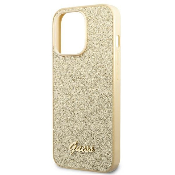 Etui GUESS do iPhone 14 Pro, Glitter Script Hardcase, złote