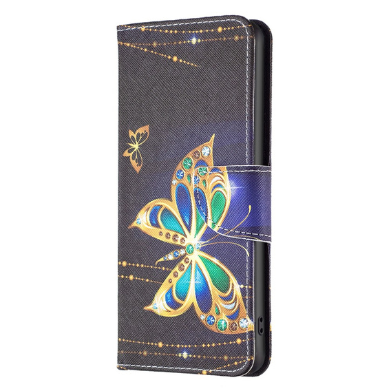 Etui z klapką do Samsung Galaxy A15, Wallet, jewelry butterfly + szkło 9H