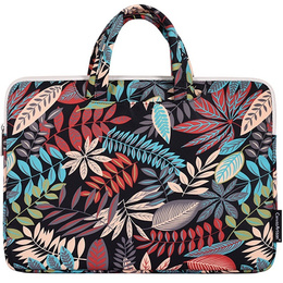 Torba na Laptopa 13" z Motywem Dużych Liści - Czarna