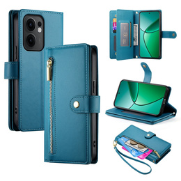 Etui z klapką do Oppo Reno 13F 5G, Wallet Zipper Pocket, niebieskie