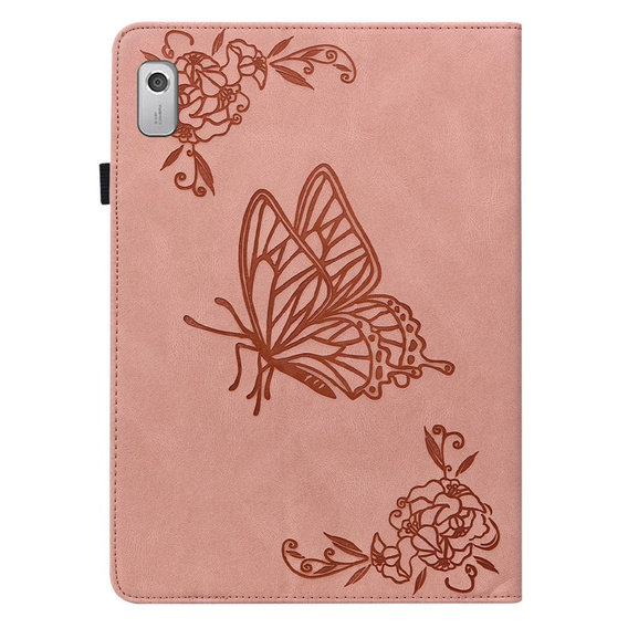 Etui do Lenovo Tab M9, Wallet Pen Slot, butterflies, różowe