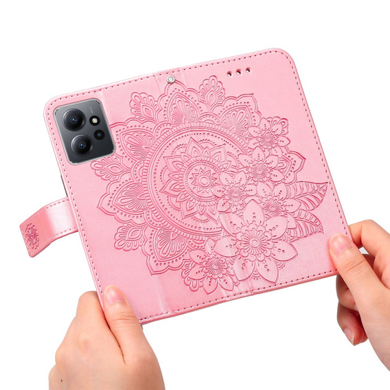 Etui z klapką do Xiaomi Redmi Note 12 4G, Mandala, różowe