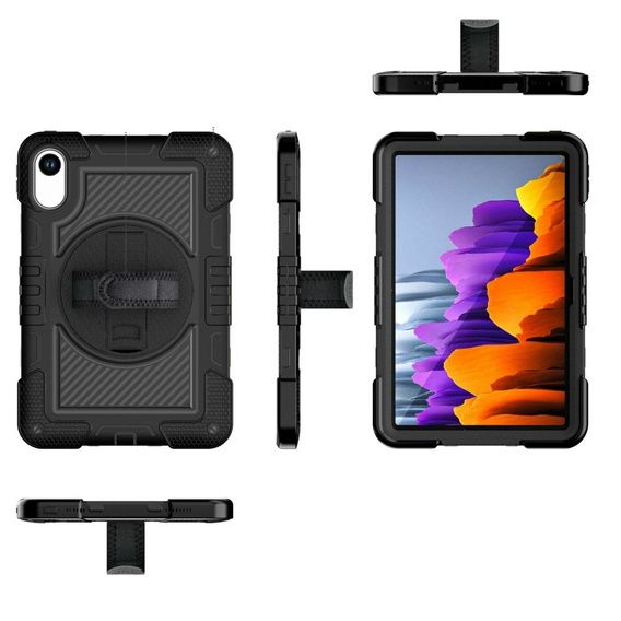 Pancerne etui do Xiaomi Redmi Pad 2, z podstawką i paskiem na ramię – czarne