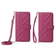 Etui z klapką do Oppo Reno 13F 5G, Crossbody Leather Wallet, bordowe
