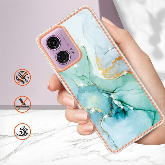 Etui ochronne do Motorola Moto G24 / G24 Power / G04, Marble Slim Case, zielone