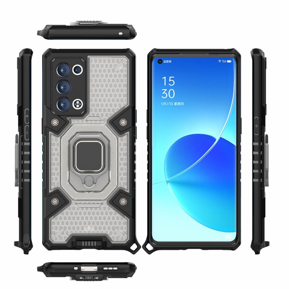 Etui ERBORD Kickstand Honeycomb do Oppo Reno6 Pro 5G / Pro+ 5G, Grey