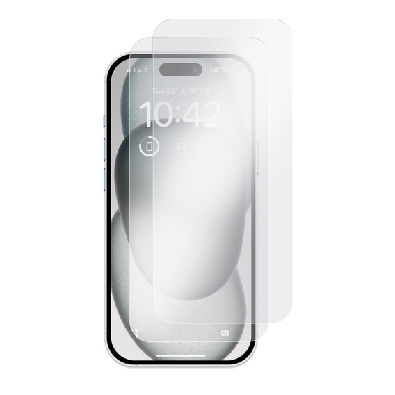 2x Szkło + szybka na aparat czarna do iPhone 15 Plus, ERBORD Hartowane 9H