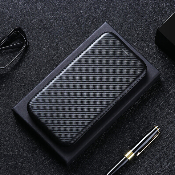 Etui z klapką do Xiaomi 11T / 11T Pro, Carbon Fiber Folio Flip, czarne