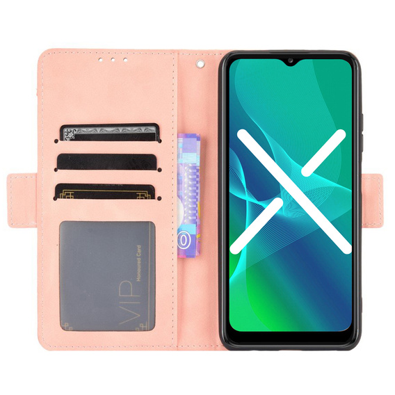 Etui z klapką do Huawei Nova Y70 4G, Card Slot, różowe