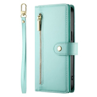 Etui z klapką do Samsung Galaxy A56 5G, Wallet Zipper Pocket, zielone miętowe