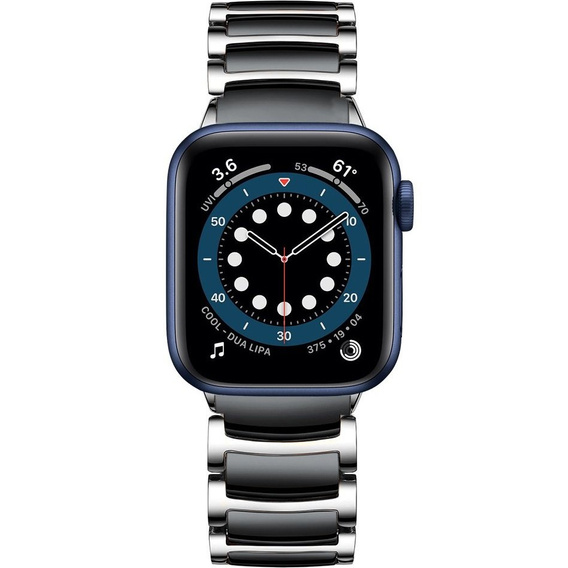 Bransoleta do Apple Watch 1/2/3/4/5/6/7/8/SE 38/40/41MM, Czarna / Srebrna