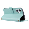Etui z klapką do iPhone 16, Rhombus Crossbody Leather, zielone