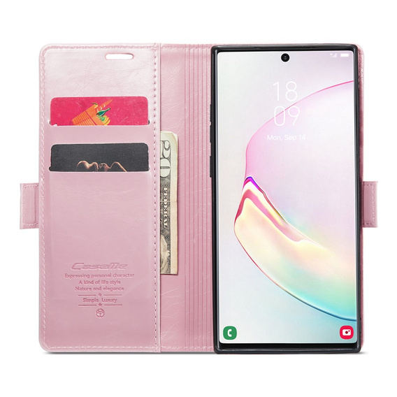 Etui z klapką CASEME do Samsung Galaxy Note 10 Plus, Waxy Textured, różowe