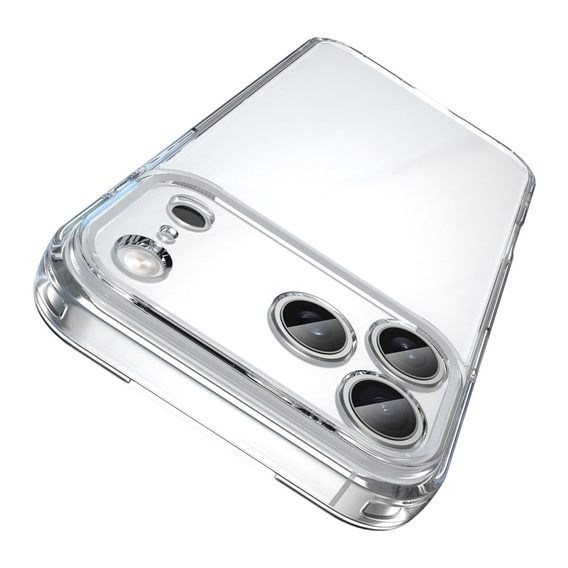 Etui do iPhone 17 Pro Max, silikonowe z twardym tyłem, przezroczyste