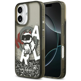 Etui Karl Lagerfeld do iPhone 17, Liquid Glitter Choupette MagSafe, czarne