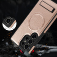 Etui skórzane z podstawką do Samsung Galaxy S25 Ultra – kompatybilne z MagSafe, rose gold