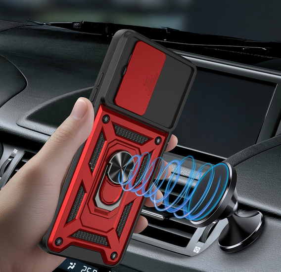 Etui pancerne do Xiaomi Poco X7 Pro 5G, CamShield Slide, czerwone