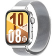 Bransoleta Milanese + Etui z osłoną na ekran do Huawei Watch Fit 4, Srebrna