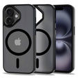 Etui do iPhone 16, do MagSafe, ERBORD Matt Case, przezroczyste / czarne + Szkło na ekran
