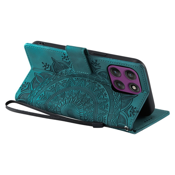 Etui portfelowe z motywem kwiatowym do Motorola Moto G56 5G – Zielone