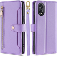 Etui z klapką do Oppo A38 / A18 4G, Wallet Zipper Pocket, fioletowe