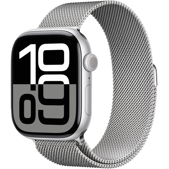 Bransoleta Milanese do Apple Watch 1/2/3/4/5/6/7/8/9/10/11/SE 38/40/41/42mm, Srebrna