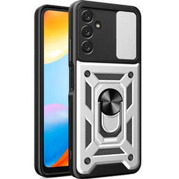 Etui pancerne do Samsung Galaxy A14 4G/5G, CamShield Slide, srebrne