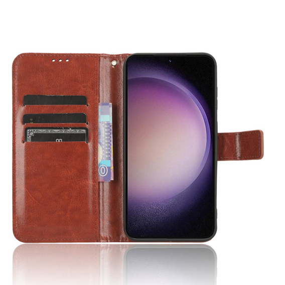 Etui z klapką do Samsung Galaxy S23 FE, Crazy Horse Wallet, brązowe