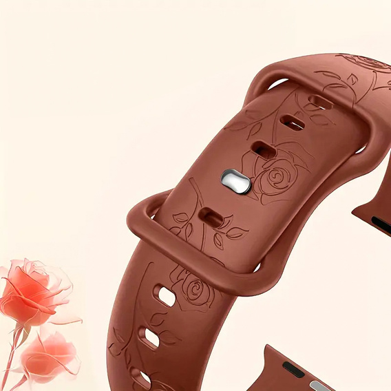 Pasek Silikonowy do Apple Watch 1/2/3/4/5/6/7/8/9/10/11/SE 38/40/41/42mm, Rose, Brązowy