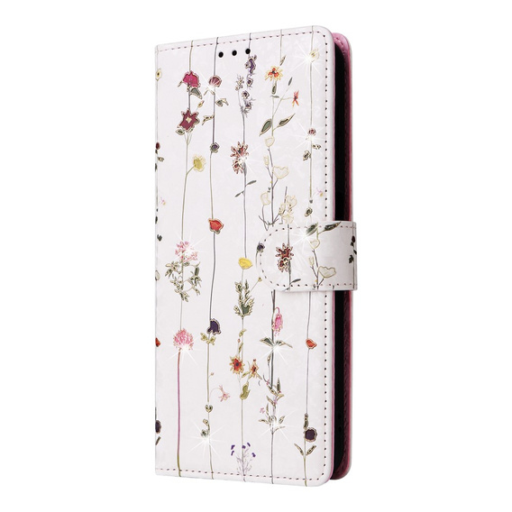 Etui z klapką do Galaxy A56 – drobne kwiaty, ochrona RFID, kieszenie na karty, zdjęcie i banknoty