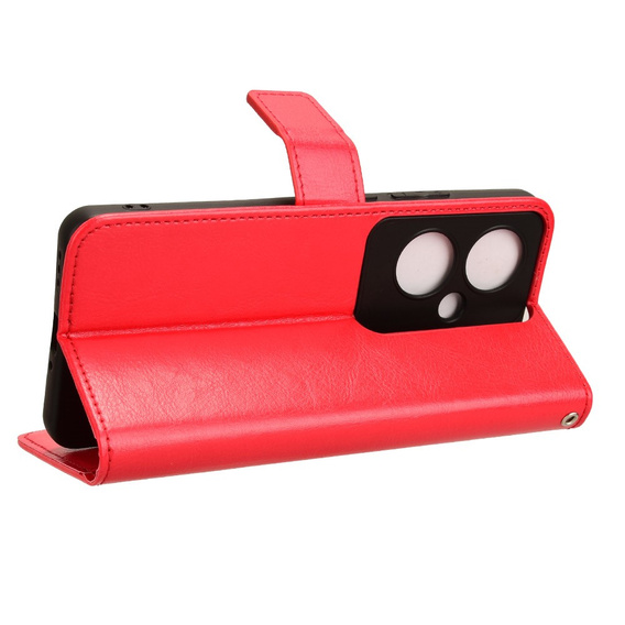 Etui z klapką do Oppo Reno 11F 5G, Crazy Horse Wallet, czerwone