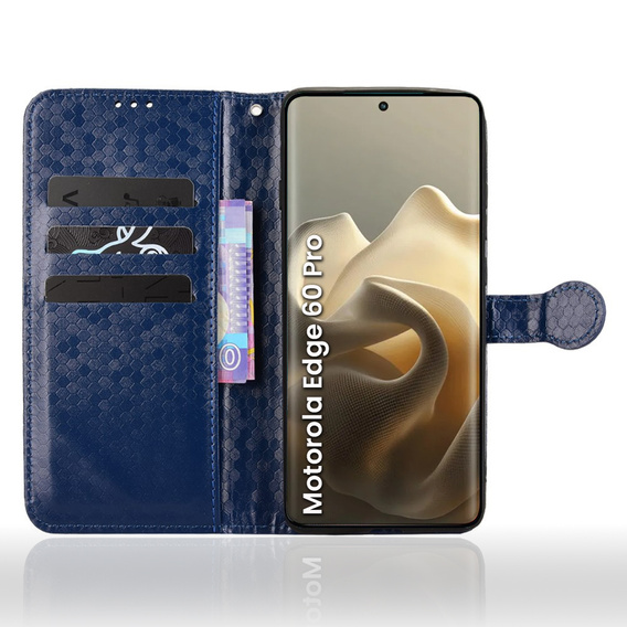 Etui z klapką do Motorola Edge 60 Pro, Wallet Rhombus, niebieskie