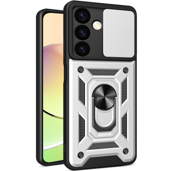 Etui pancerne do Samsung Galaxy S24, CamShield Slide, srebrne