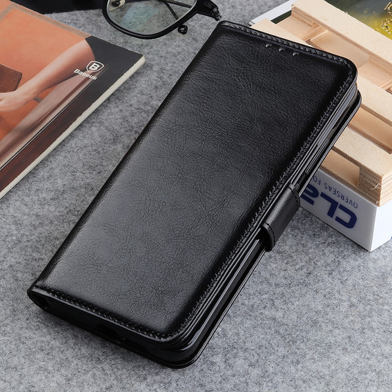 Etui z klapką do Xiaomi 11T / 11T Pro, Crazy Horse Wallet, czarne