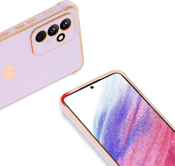 Etui do Samsung Galaxy A55 5G, Electro heart, fioletowe + Szkło Full Glue Ceramic