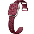 Pasek Silikonowy do Apple Watch 1/2/3/4/5/6/7/8/9/10/SE 38/40/41/42mm, Leopard, Bordowy