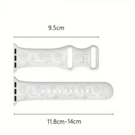 Pasek Silikonowy do Apple Watch 1/2/3/4/5/6/7/8/9/10/11/SE Ultra 1/2/3 42/44/45/46/49mm, Rose, Biały