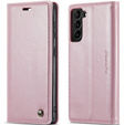 Etui z klapką CASEME do Samsung Galaxy S21, Waxy Textured, różowe