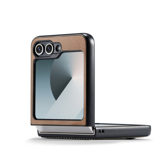 Etui do Samsung Galaxy Z Flip7, CASEME Litchi Leather, brązowe