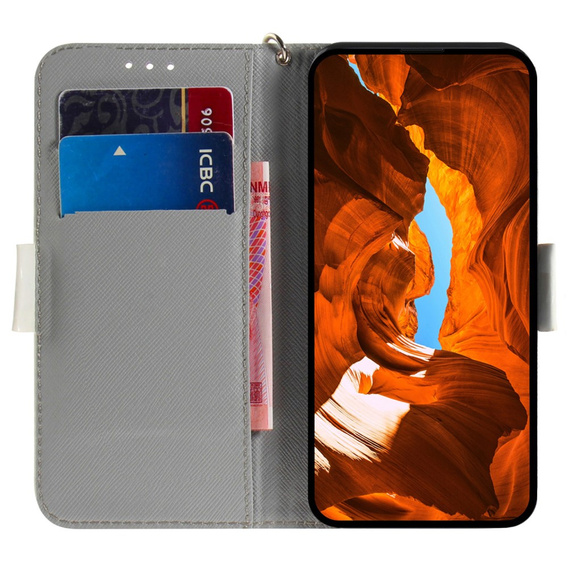 Etui z klapką do Infinix Hot 40i, Wallet, Flowers białe