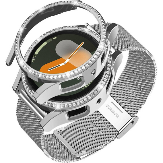 Pasek Bransoleta Milanese + Etui do Samsung Galaxy Watch 7 40mm, Srebrna