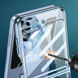 Etui ze szkłem do Samsung Galaxy Z Flip7 FE / Z Flip6, PC Case, Niebieskie