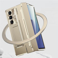 Etui z podstawką do Samsung Galaxy Z Fold7 5G, z ochroną zawiasu, szkłem i rysikiem - złote
